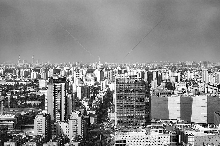 上海城市建筑风光黑白照
